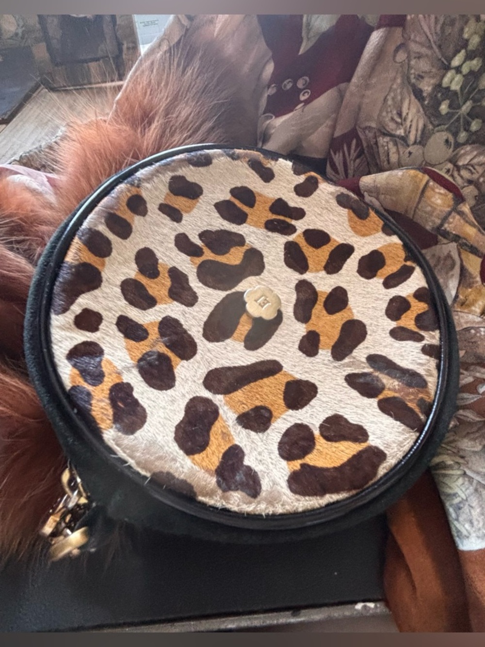 Eric Javits Leopard Calf Hair Wristlet